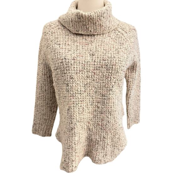 Free People Dylan Tweedy Pullover Sweater Oatmeal Small Cozy Trendy Fall Winter - Picture 2 of 13